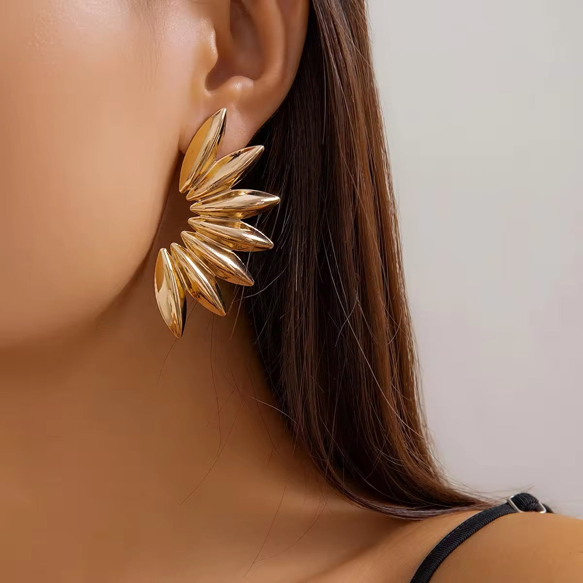 Creatively Steampunk Metal Half Flower Stud Earrings earrings LUNARITY GARAGE