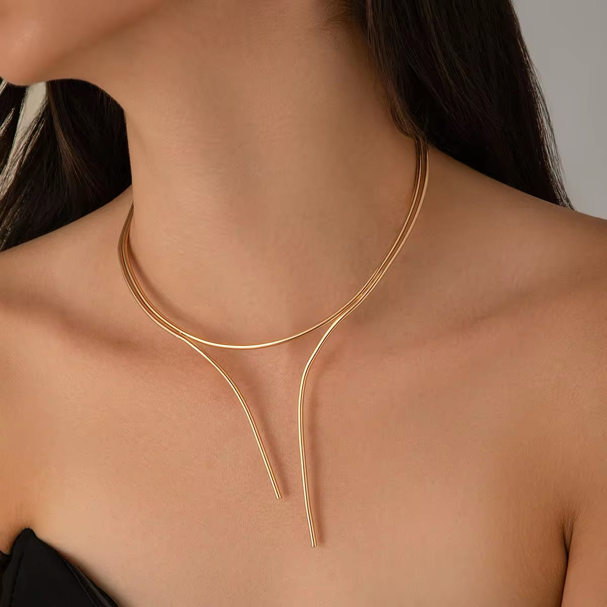 Minimalist Vivid Layers V-Shaped Choker Necklace necklaces LUNARITY GARAGE