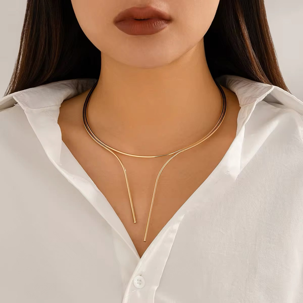 Minimalist Vivid Layers V-Shaped Choker Necklace necklaces LUNARITY GARAGE   