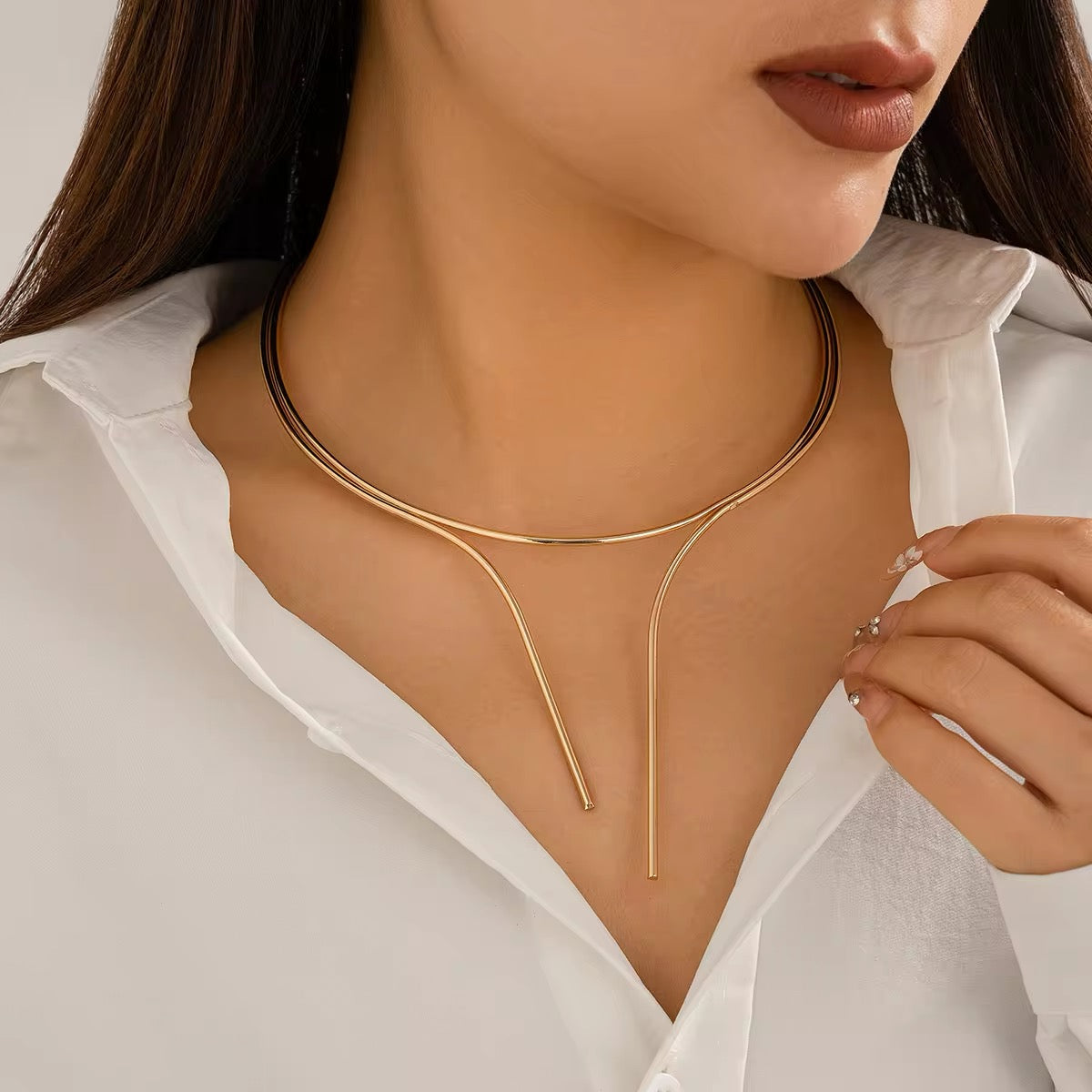 Minimalist Vivid Layers V-Shaped Choker Necklace necklaces LUNARITY GARAGE   