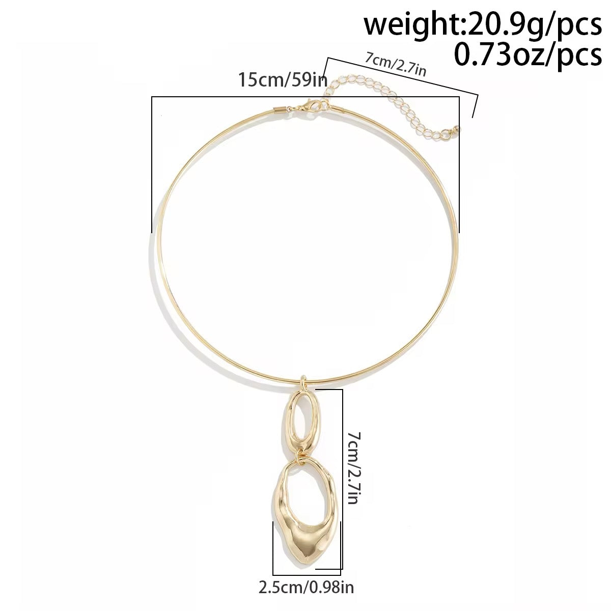 Creative Elegant Irregular Double Round Circle Pendant Necklace necklaces LUNARITY GARAGE   