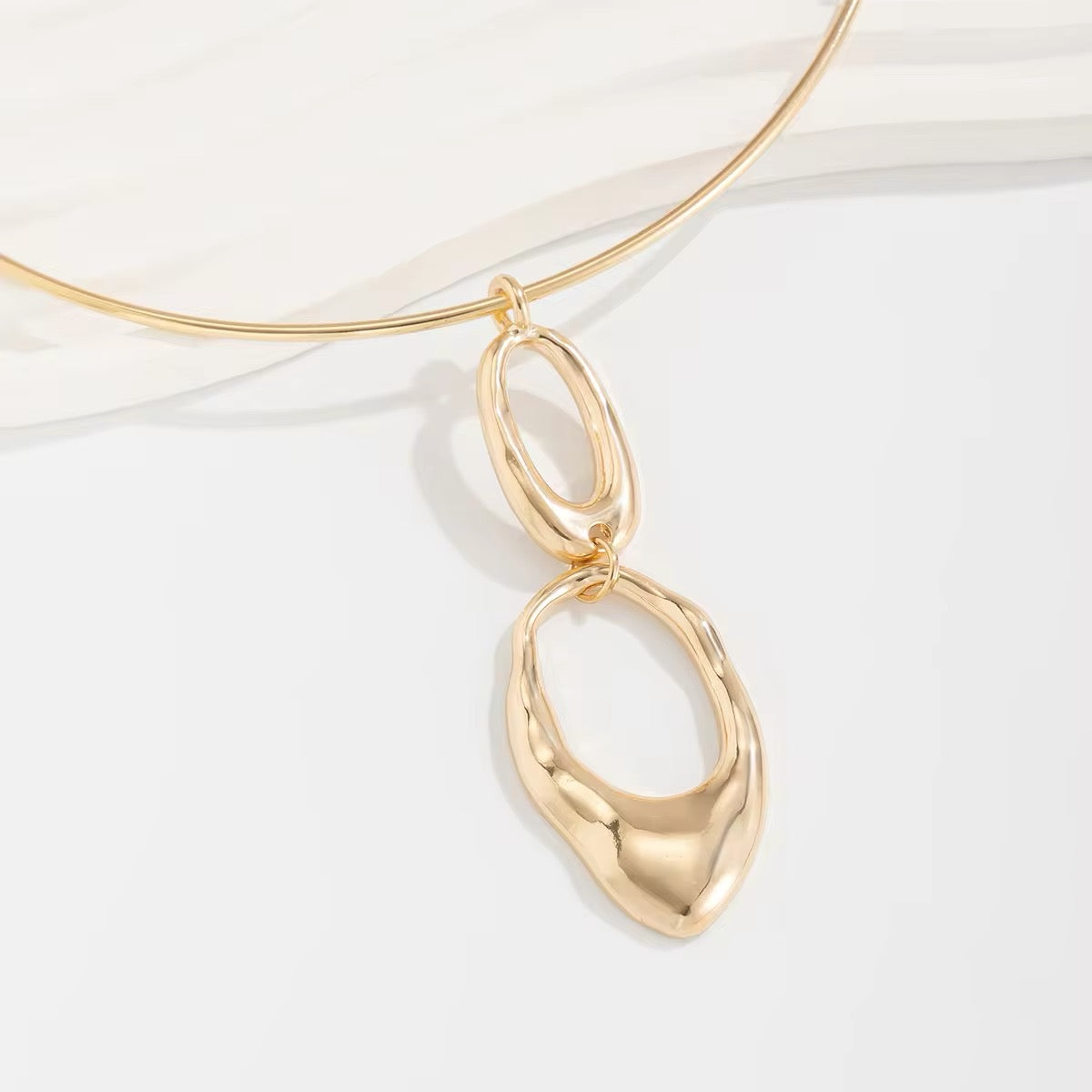 Creative Elegant Irregular Double Round Circle Pendant Necklace necklaces LUNARITY GARAGE