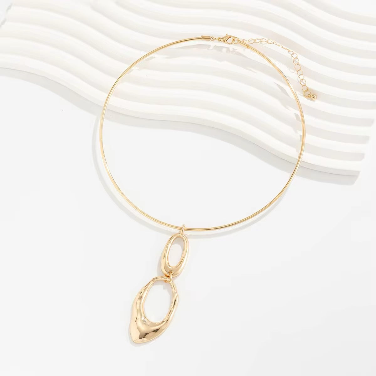 Creative Elegant Irregular Double Round Circle Pendant Necklace necklaces LUNARITY GARAGE