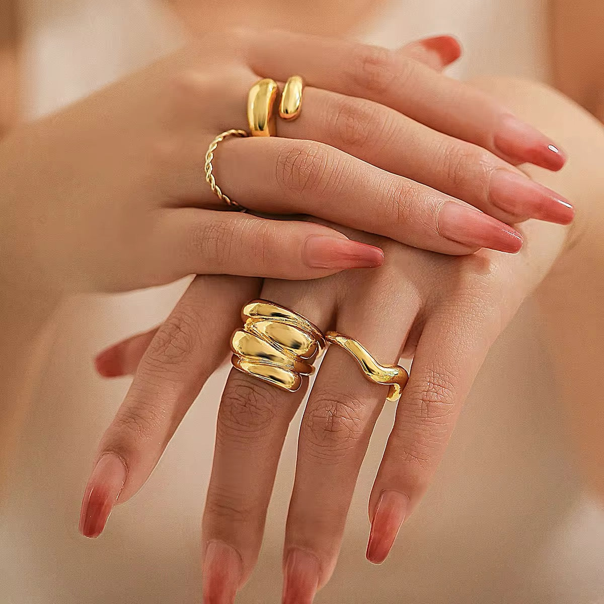 Bohemian Creative Charming Water Drop Ring Set ring LUNARITY GARAGE
