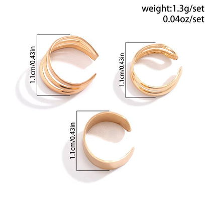 Trio of Classic Minimalism C-Shaped Geometry Ear Clips ear clip LUNARITY GARAGE   