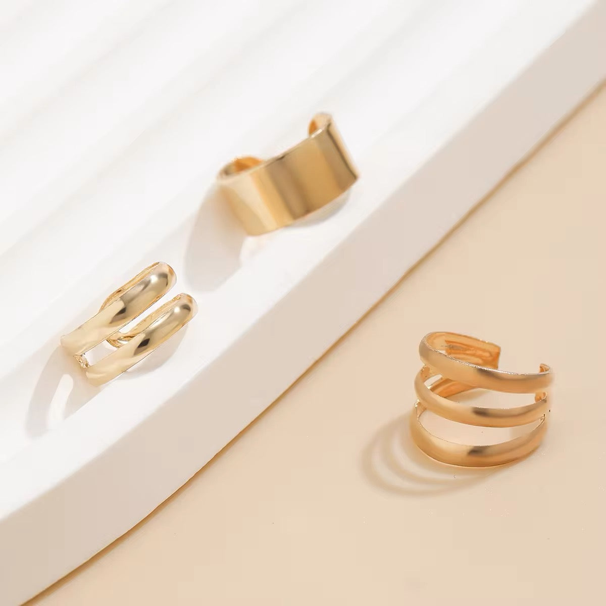 Trio of Classic Minimalism C-Shaped Geometry Ear Clips ear clip LUNARITY GARAGE