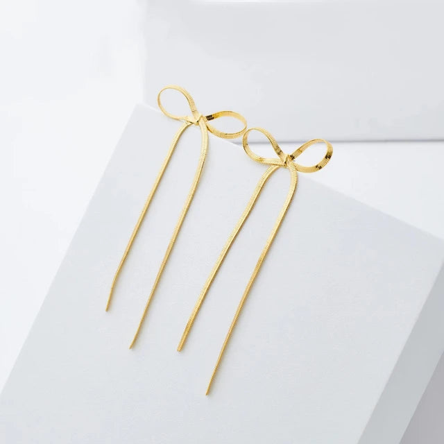 Long Tassel Bow Aesthetic Earrings earrings LUNARITY GARAGE   