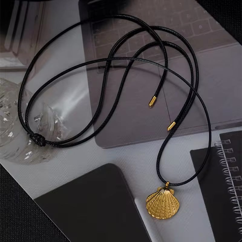 Adjustable Rope Minimalist Shell Pendant Necklace necklaces LUNARITY GARAGE