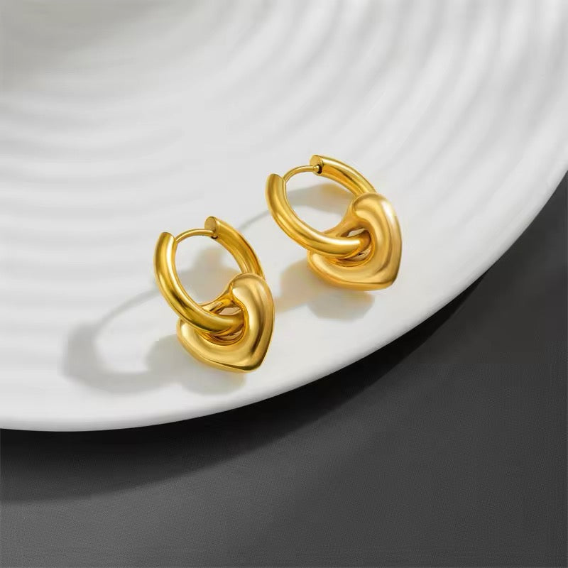 Exquisite Minimalist Romantic Heart Love Hoop Earrings earrings LUNARITY GARAGE   