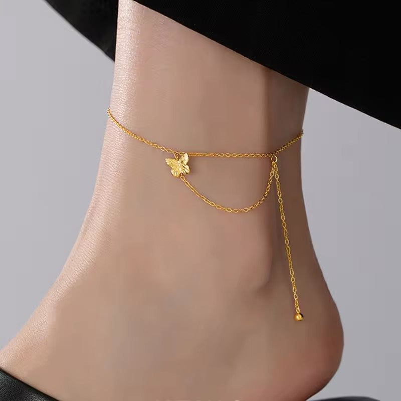 Cute Minimalist Butterfly Chain Anklet anklet LUNARITY GARAGE   