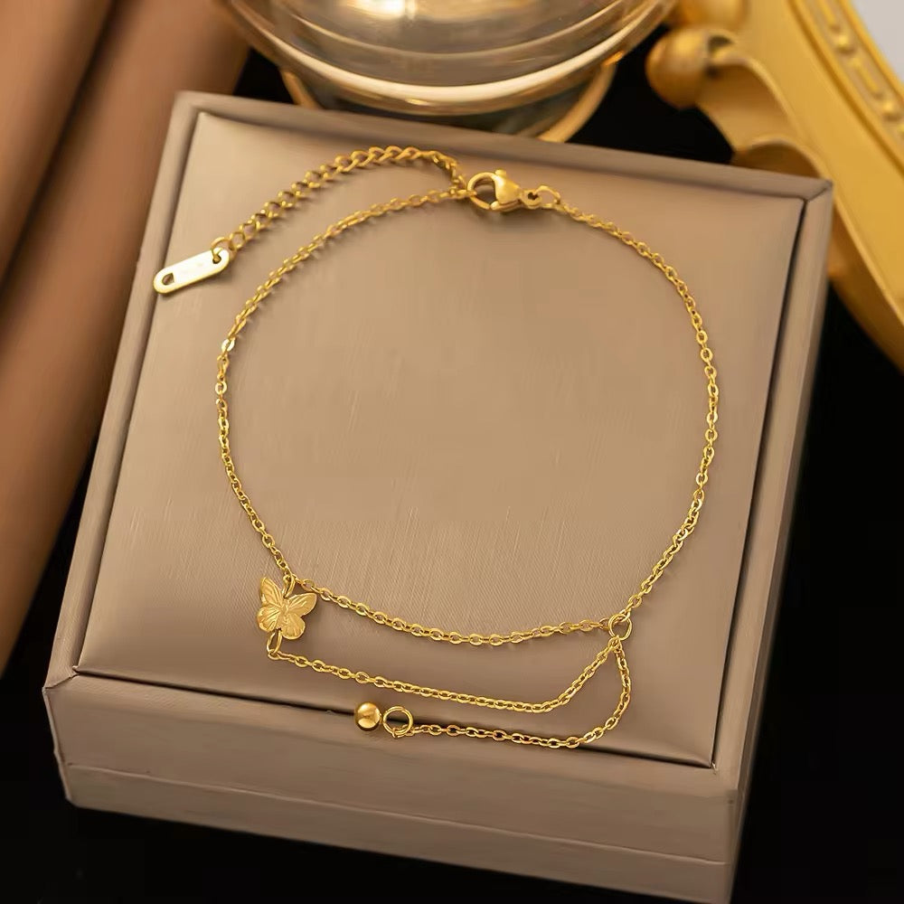 Cute Minimalist Butterfly Chain Anklet anklet LUNARITY GARAGE   