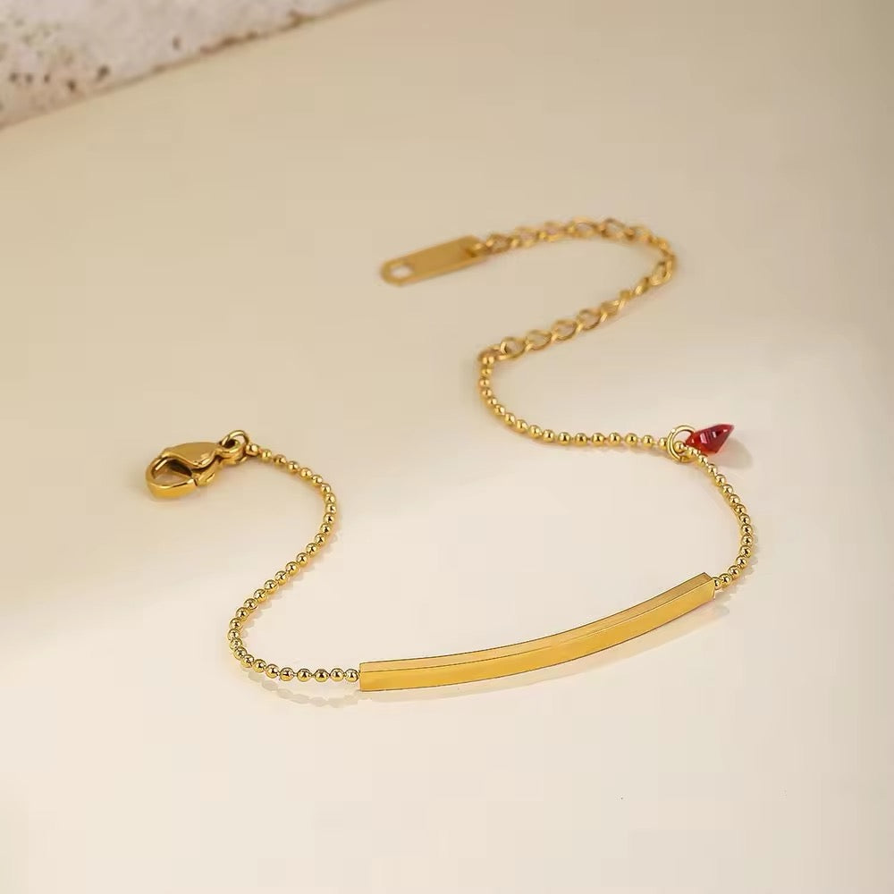 Mini Red Heart Zircon Charm Beaded Chain Bracelet bracelets LUNARITY GARAGE   