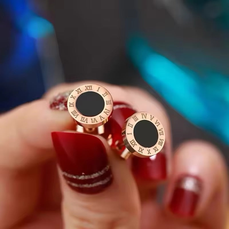 Vintage Roman Numerals Small Stud Earrings earrings LUNARITY GARAGE