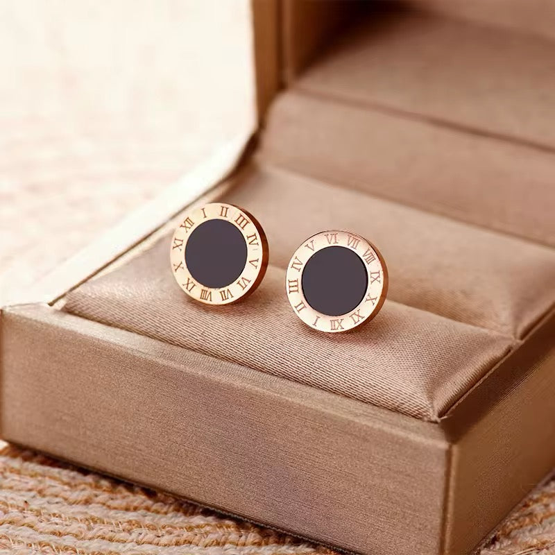 Vintage Roman Numerals Small Stud Earrings earrings LUNARITY GARAGE 10 mm