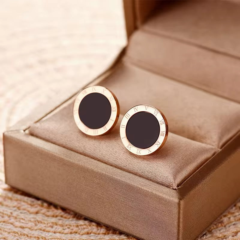 Vintage Roman Numerals Small Stud Earrings earrings LUNARITY GARAGE 12 mm