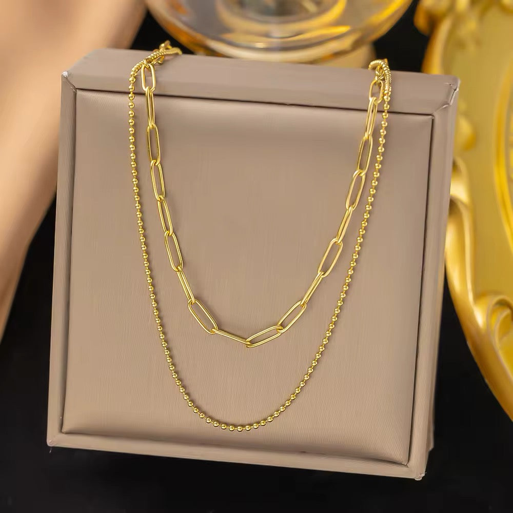 Minimalist Vintage Unisex Double Chain Necklace necklaces LUNARITY GARAGE Gold
