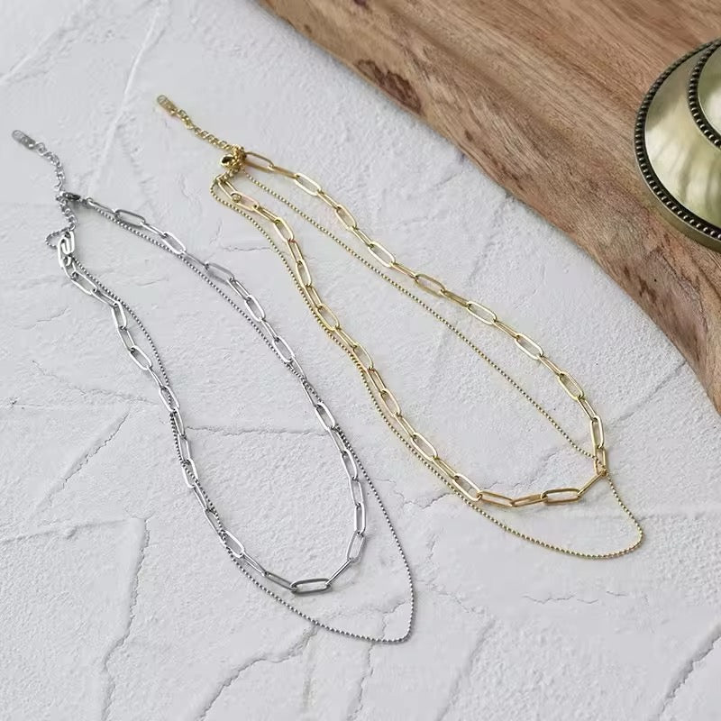 Minimalist Vintage Unisex Double Chain Necklace necklaces LUNARITY GARAGE