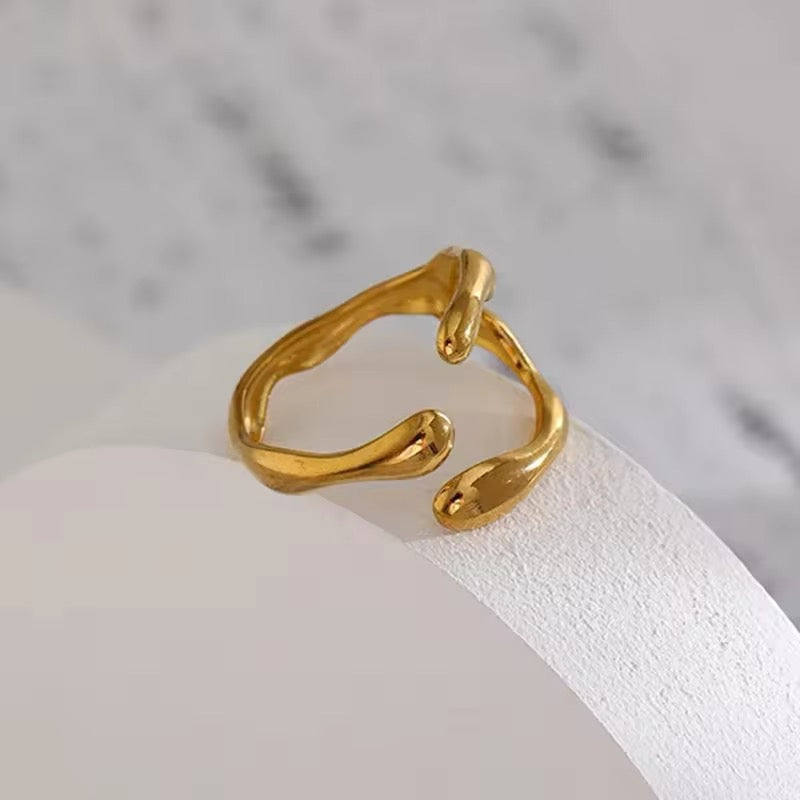Unique Minimal Alien Y Shape Ring ring LUNARITY GARAGE Gold