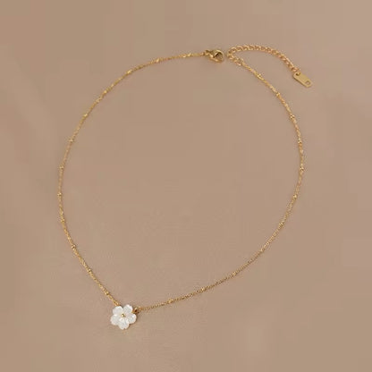 Minimalist White Shell Flower Necklace necklaces LUNARITY GARAGE   