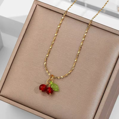 Minimalist Lovely Cute Cherry Fruit Necklace necklaces LUNARITY GARAGE   