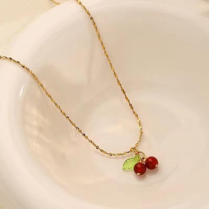 Minimalist Lovely Cute Cherry Fruit Necklace necklaces LUNARITY GARAGE