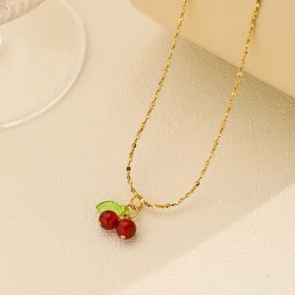 Minimalist Lovely Cute Cherry Fruit Necklace necklaces LUNARITY GARAGE   