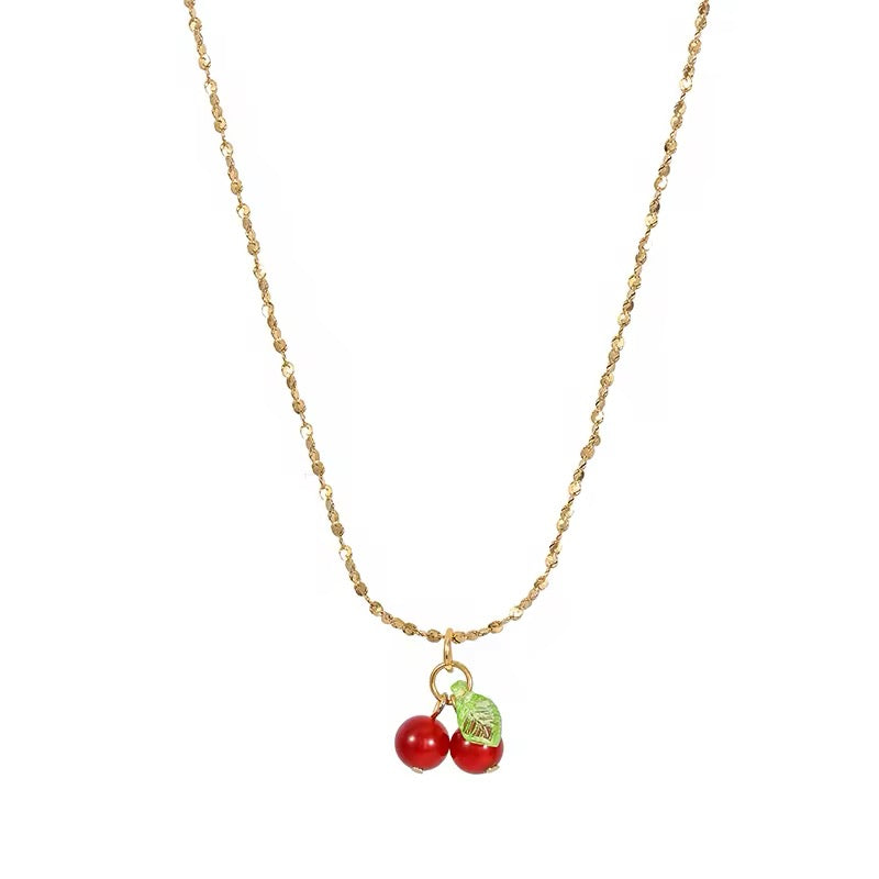 Minimalist Lovely Cute Cherry Fruit Necklace necklaces LUNARITY GARAGE   