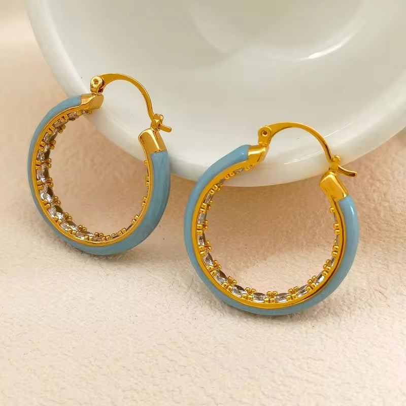 Elegant Minimalist Retro Temperament Hoop Earrings earrings LUNARITY GARAGE Soft Blue