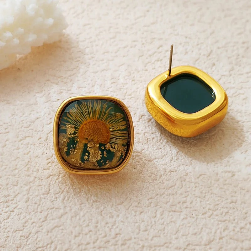 Vintage Sun Flower Temperament Minimalist Stud Earrings earrings LUNARITY GARAGE   