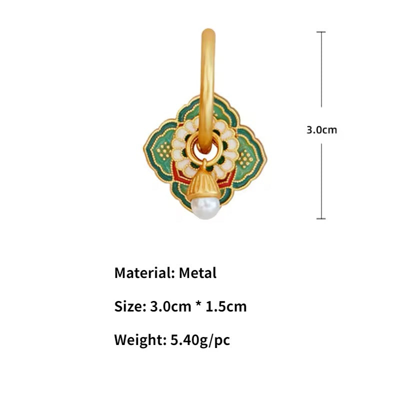 Vintage Asian Style Elegant Green Flower Earrings earrings LUNARITY GARAGE