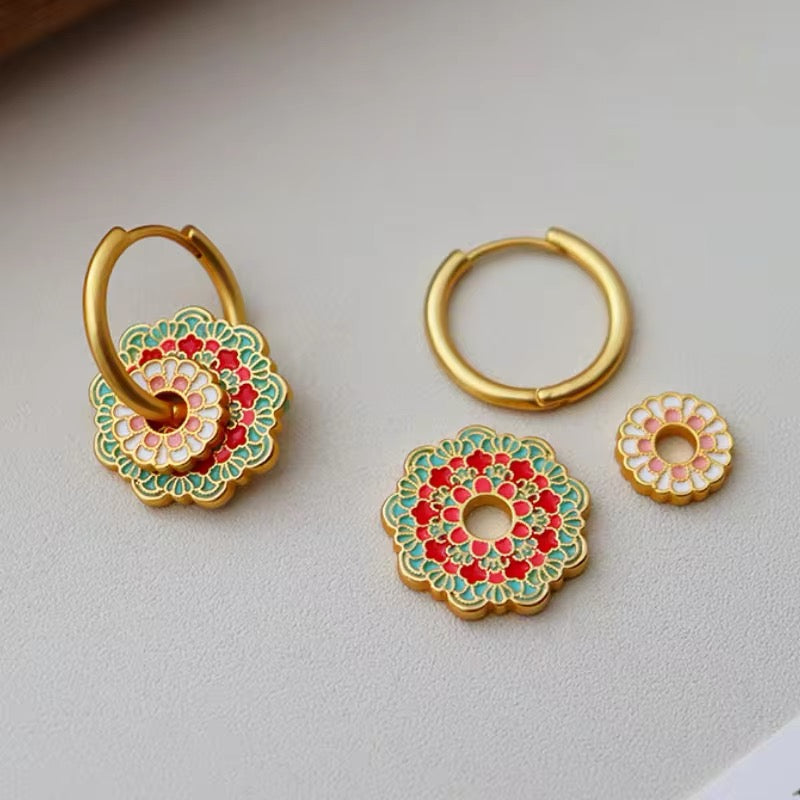 Minimalist Retro Colorful Flower Earrings earrings LUNARITY GARAGE
