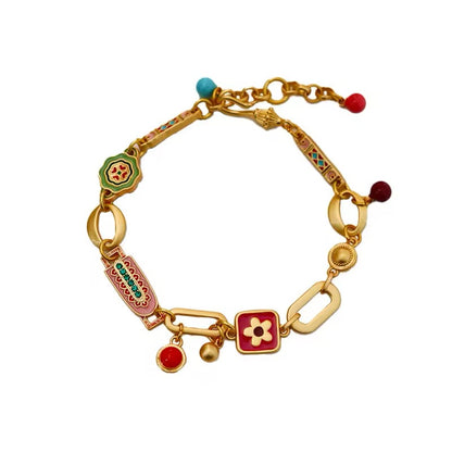 Sweet Flowers Ethnic Colorful Enamel Chain Bracelet bracelets LUNARITY GARAGE   