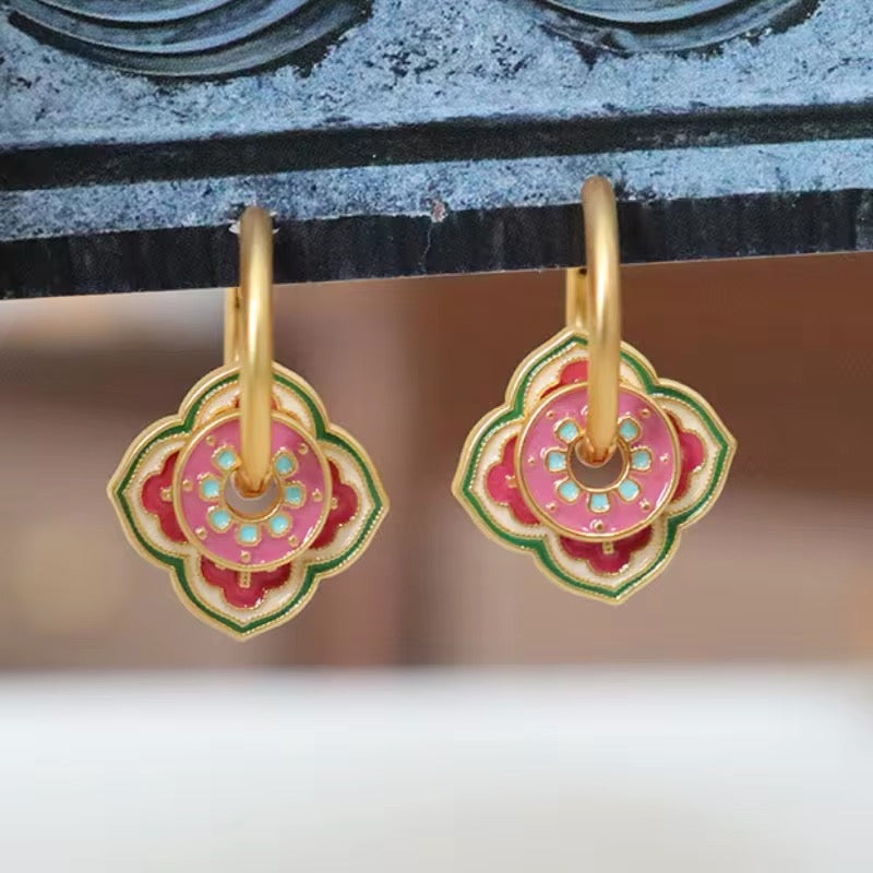 Vintage Minimalist Temperament Pink Flower Earrings earrings LUNARITY GARAGE