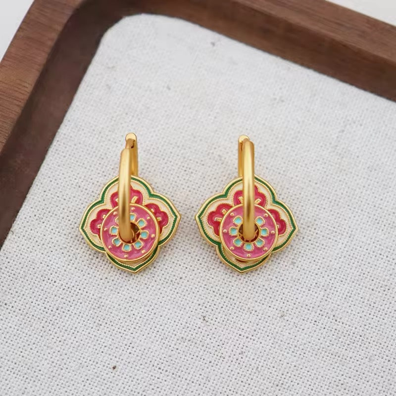 Vintage Minimalist Temperament Pink Flower Earrings earrings LUNARITY GARAGE   