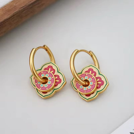 Vintage Minimalist Temperament Pink Flower Earrings earrings LUNARITY GARAGE   