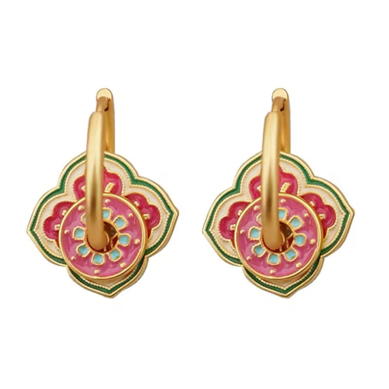 Vintage Minimalist Temperament Pink Flower Earrings earrings LUNARITY GARAGE
