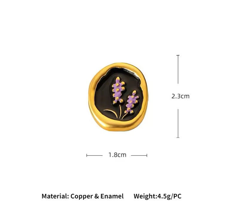 Retro Minimalist French Lavender Flower Earrings earrings LUNARITY GARAGE