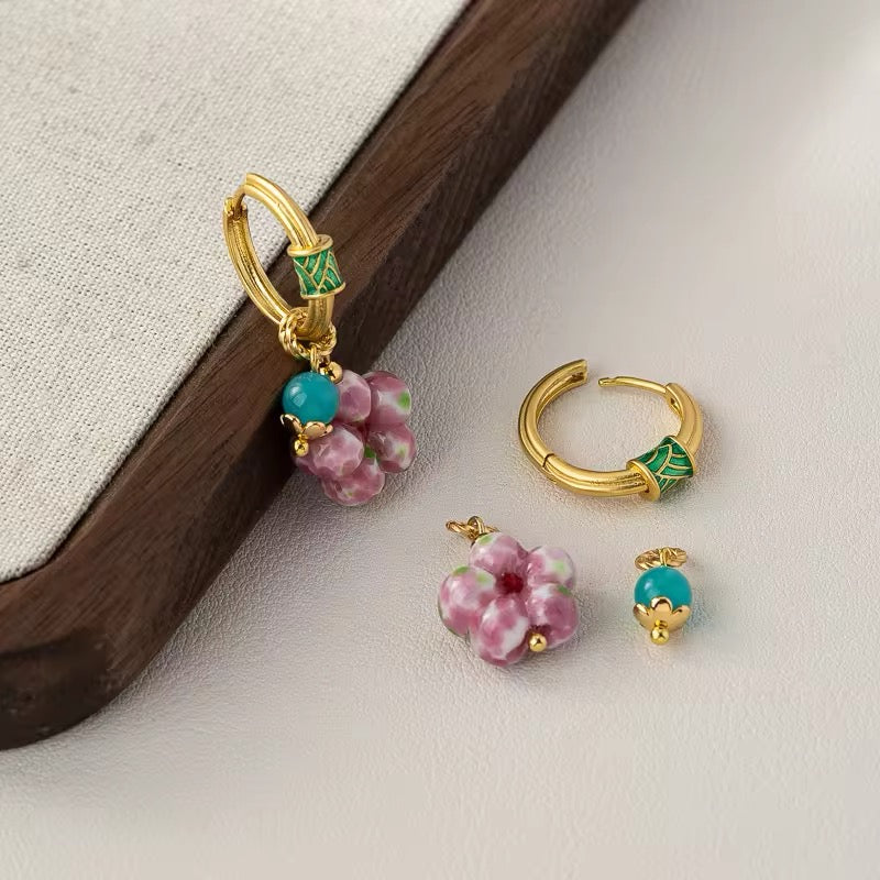 Korean Minimalist Sweet Temperament Pink Flower Earrings earrings LUNARITY GARAGE