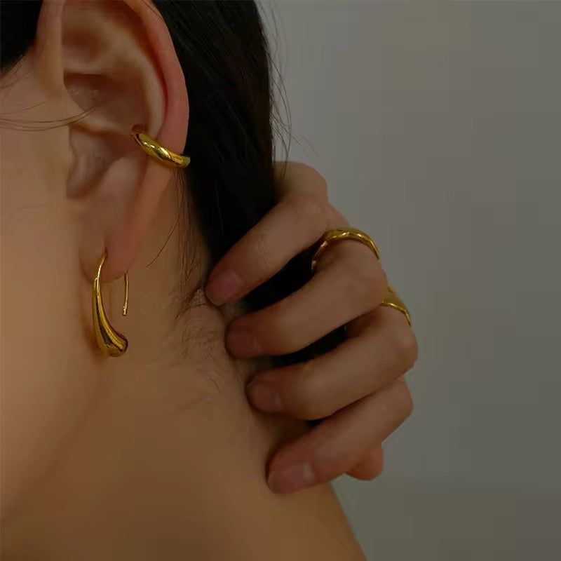 Minimalist Stainless Steel Elegant Gold Raindrop Stud Earrings earrings LUNARITY GARAGE