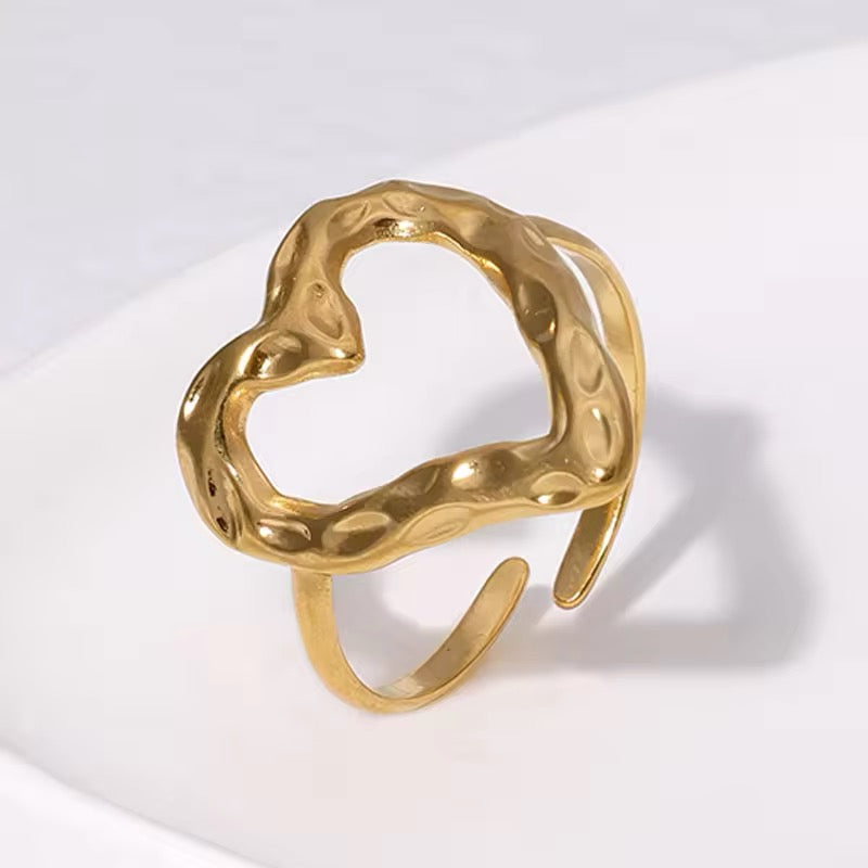 Minimalist Lovely Heart Gold Plated Adjustable Rings ring LUNARITY GARAGE Gold  