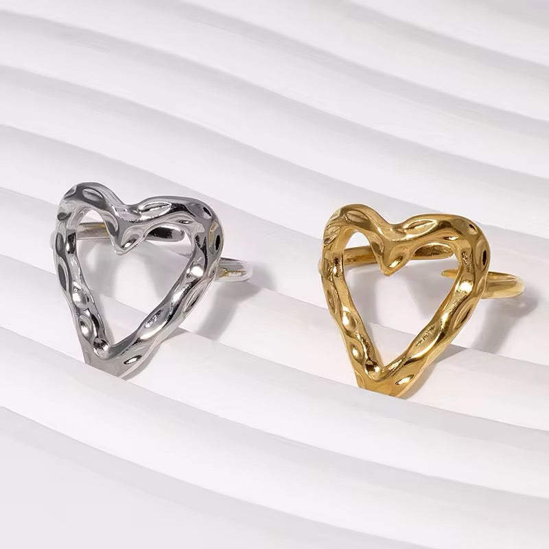 Minimalist Lovely Heart Gold Plated Adjustable Rings ring LUNARITY GARAGE   