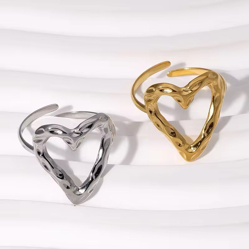 Minimalist Lovely Heart Gold Plated Adjustable Rings ring LUNARITY GARAGE   