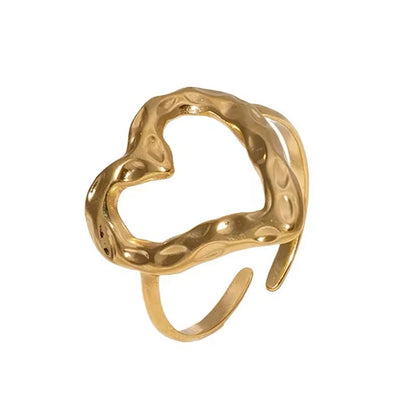 Minimalist Lovely Heart Gold Plated Adjustable Rings ring LUNARITY GARAGE   