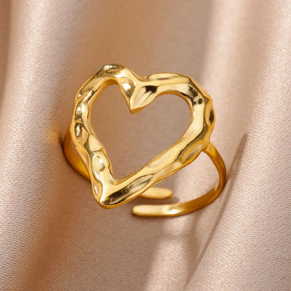 Minimalist Lovely Heart Gold Plated Adjustable Rings ring LUNARITY GARAGE   