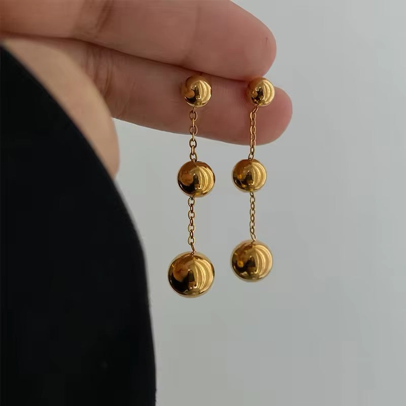 Enchanting Gold Ball Beads Pendant Earrings earrings LUNARITY GARAGE