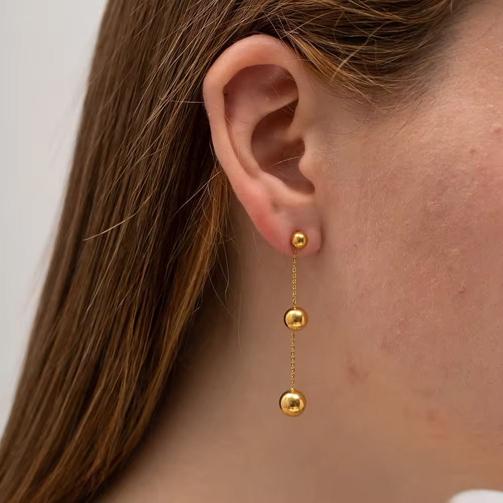 Enchanting Gold Ball Beads Pendant Earrings earrings LUNARITY GARAGE