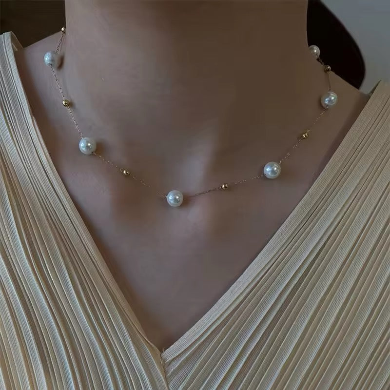 Minimalist Elegant Pearl Stainless Steel Ball Pendant Necklace necklaces LUNARITY GARAGE