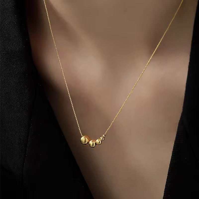 Creatively Stainless Steel Gold Color Mini Ball Beads Pendant Necklace necklaces LUNARITY GARAGE