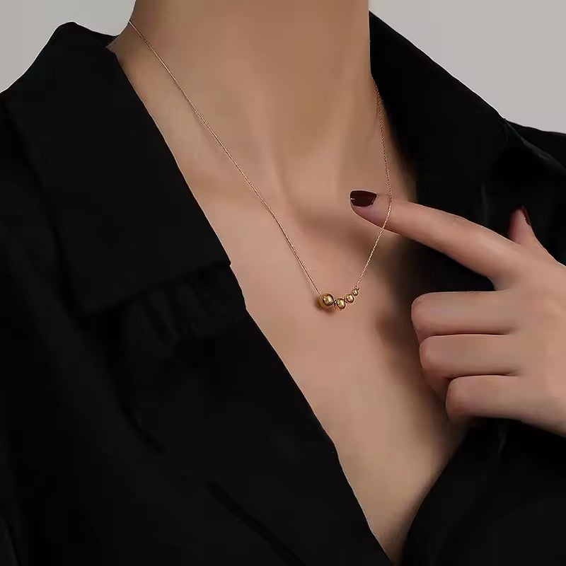 Creatively Stainless Steel Gold Color Mini Ball Beads Pendant Necklace necklaces LUNARITY GARAGE