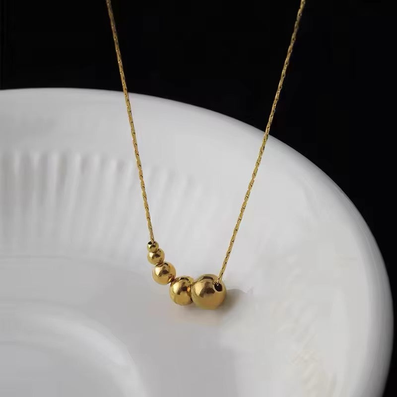 Creatively Stainless Steel Gold Color Mini Ball Beads Pendant Necklace necklaces LUNARITY GARAGE
